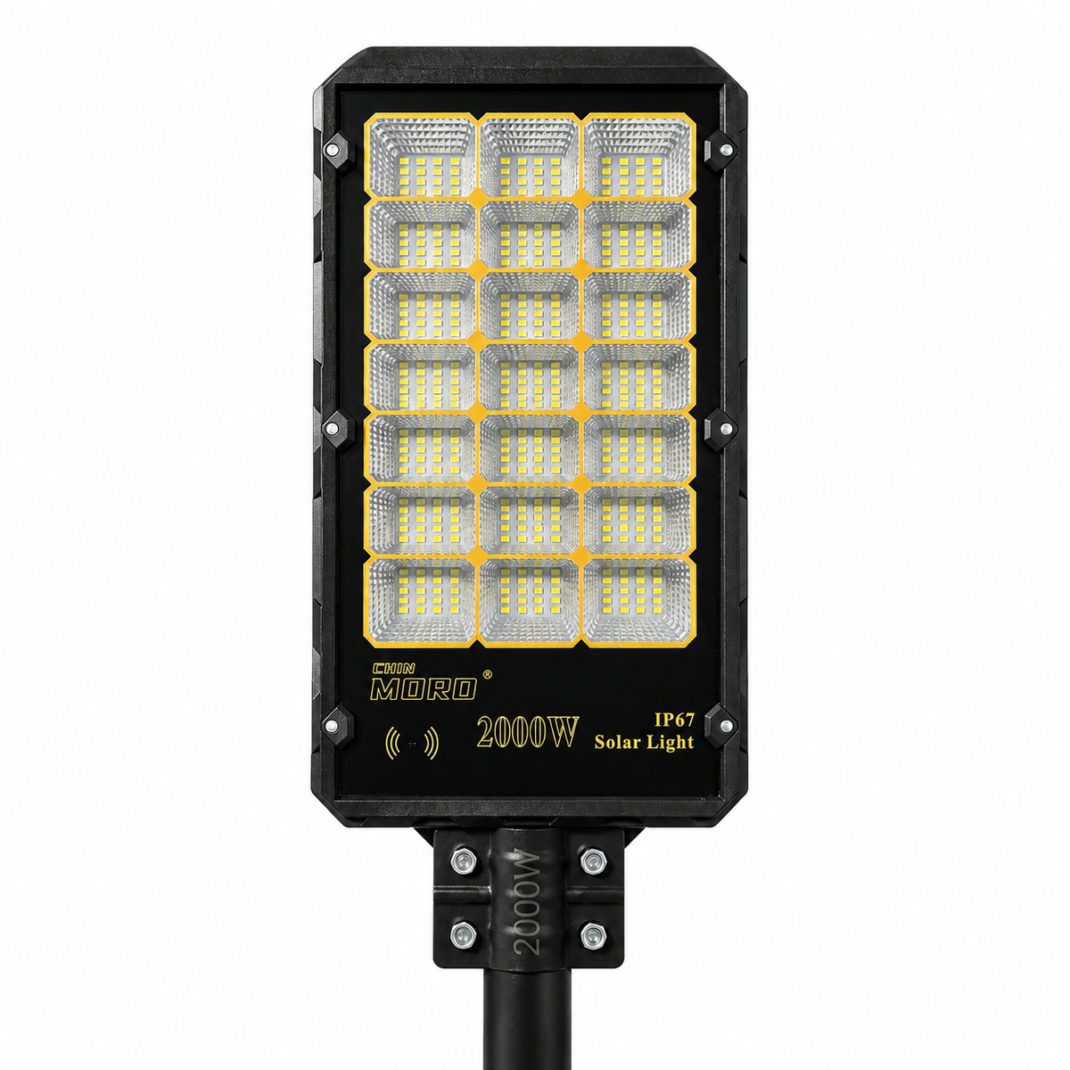 Foco Solar LED 2000W Tipo Poste Exterior con Sensor de Movimiento, Control Remoto IP67