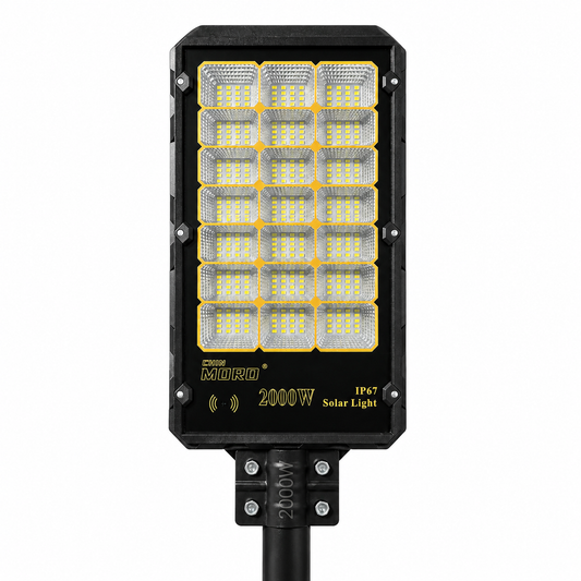 Foco Solar LED 2000W Tipo Poste Exterior con Sensor de Movimiento, Control Remoto IP67