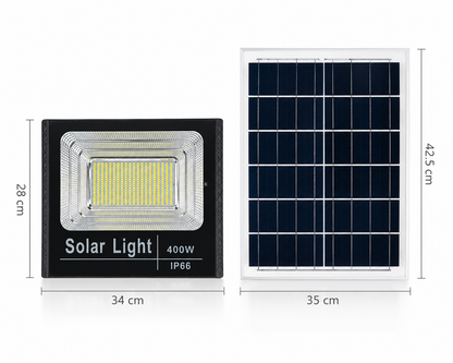 Foco Solar LED 400W IP66 Exterior e Interior con Panel Solar y Control Remoto