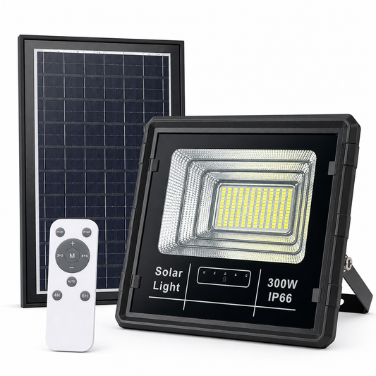Foco Solar 300W de Alta Potencia para Exterior con Control Remoto