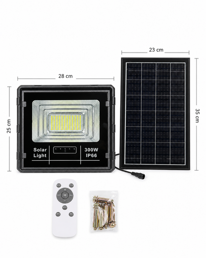 Foco Solar 300W de Alta Potencia para Exterior con Control Remoto