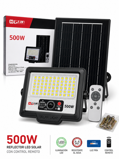 Foco Solar LED 500W Exterior con Sensor de Movimiento IP67