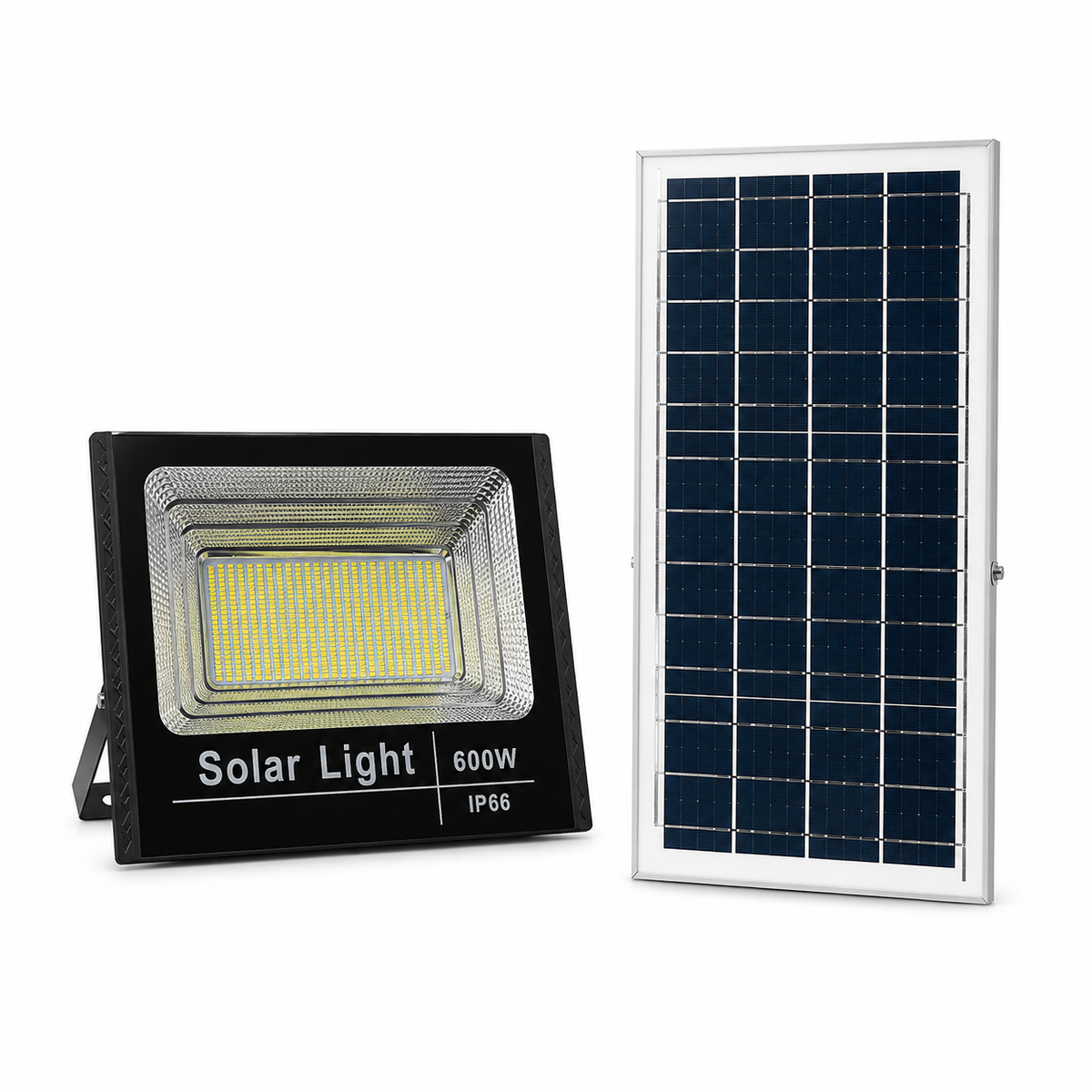Foco Solar LED 600W IP66 con Panel Solar Luz Exterior de Alta Potencia con Control Remoto