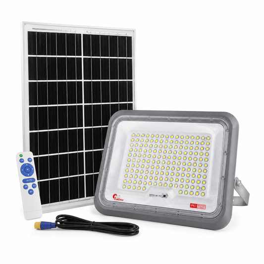 Foco Solar Led 2000w IP67 Con Panel Solar y Control Remoto Alta Potencia 160 Leds Luz Fría Exterior