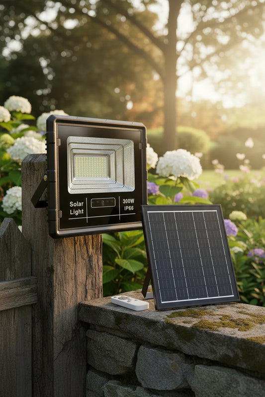 Foco Solar 300W IP66 – Ilumina Toda la Noche sin Electricidad