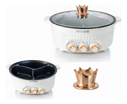 Olla Eléctrica 3 en 1 con 3 Controles de Temperatura – Cocina Múltiples Platillos a la Vez