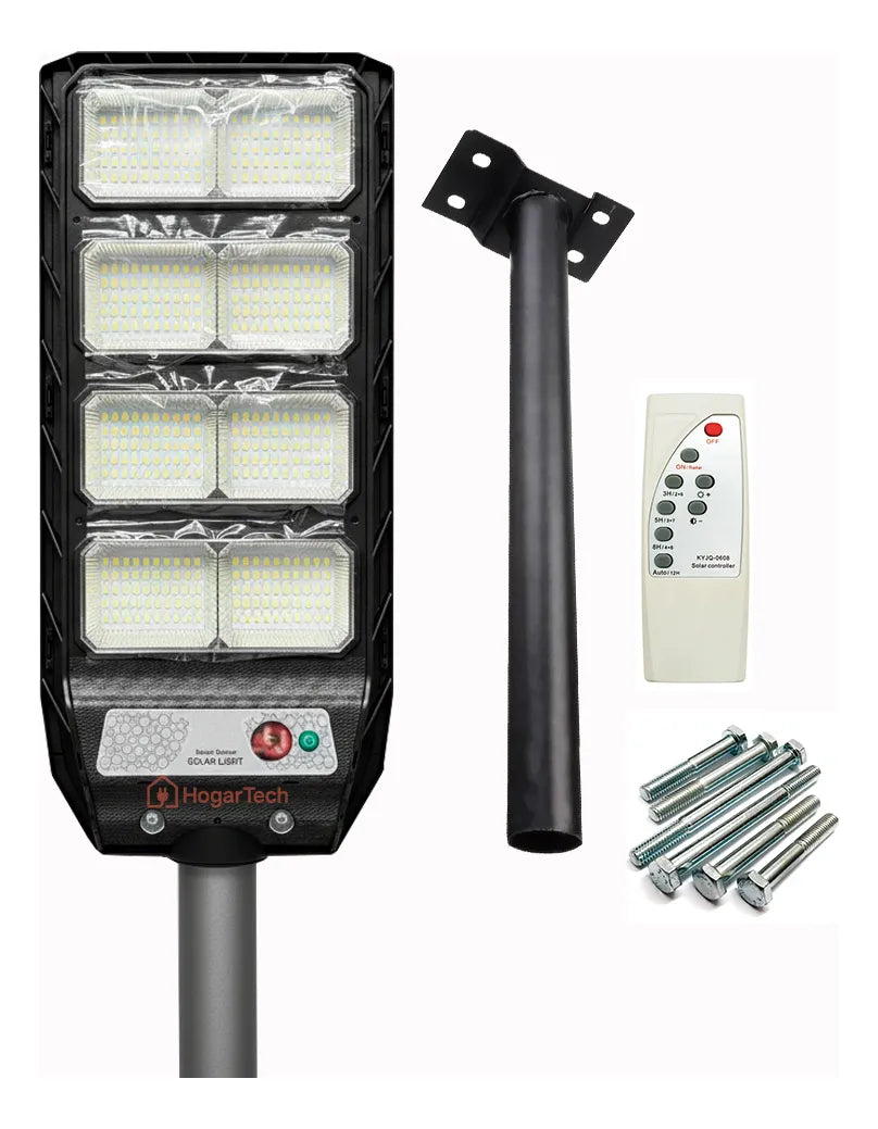 FOCO SOLAR LED 2000W CON PEDESTAL Y SENSOR DE MOVIMIENTO