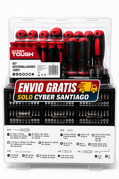 Set Desatornilladores 100 Piezas Hyper Tough