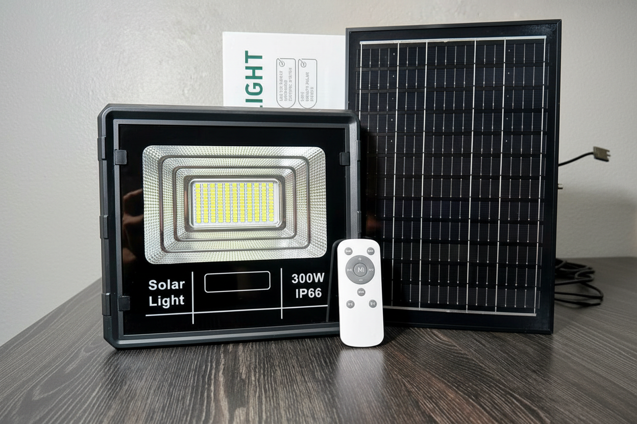 Foco Solar 300W IP66 – Ilumina Toda la Noche sin Electricidad